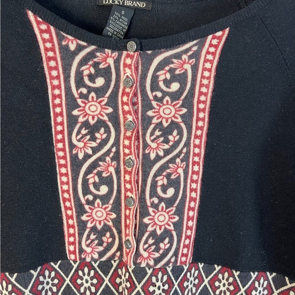 Lucky Brand Dress Womens S Black Aztec Geometric Tribal Cashmere Blend Boho Chic - Picture 4 of 10
